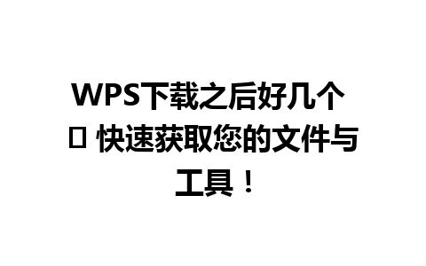 WPS下载之后好几个 ✨ 快速获取您的文件与工具！