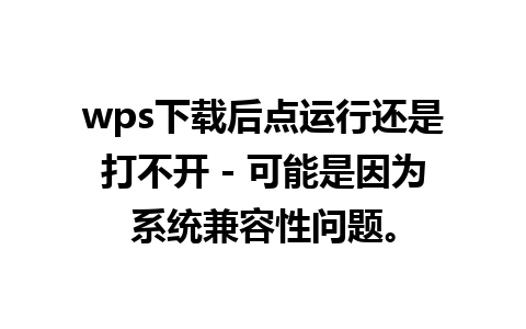 wps下载后点运行还是打不开 - 可能是因为系统兼容性问题。