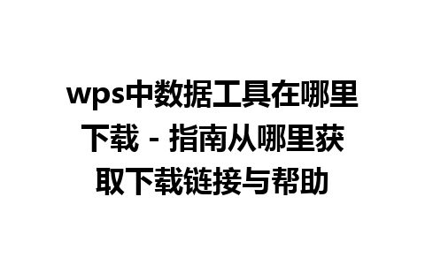 wps中数据工具在哪里下载 - 指南从哪里获取下载链接与帮助