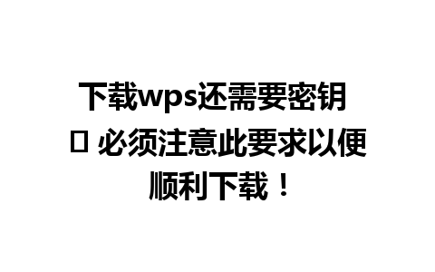 下载wps还需要密钥 ✨ 必须注意此要求以便顺利下载！