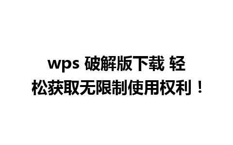 wps 破解版下载 轻松获取无限制使用权利！