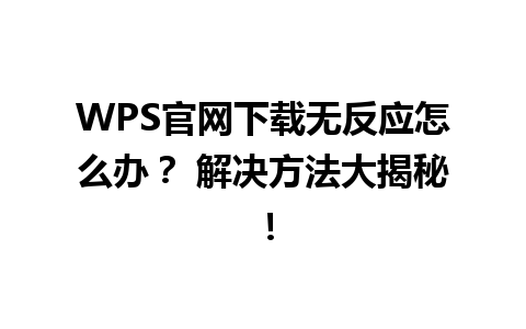  WPS官网下载无反应怎么办？ 解决方法大揭秘！