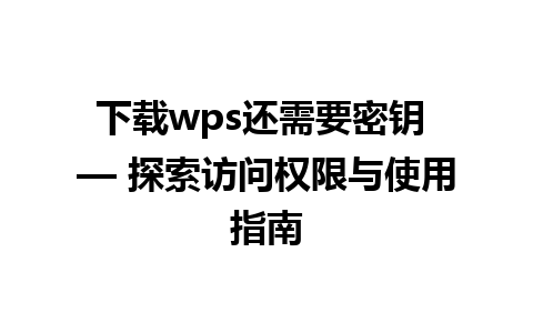 下载wps还需要密钥 — 探索访问权限与使用指南