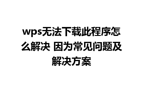 wps无法下载此程序怎么解决 因为常见问题及解决方案