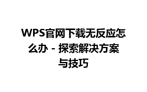 WPS官网下载无反应怎么办 - 探索解决方案与技巧