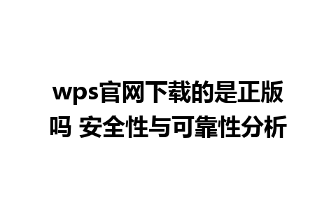  wps官网下载的是正版吗 安全性与可靠性分析