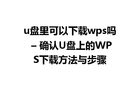 u盘里可以下载wps吗 – 确认U盘上的WPS下载方法与步骤