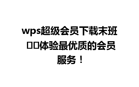 wps超级会员下载末班 ⚡️体验最优质的会员服务！