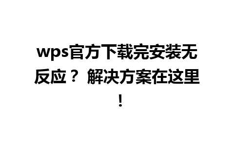 wps官方下载完安装无反应？ 解决方案在这里！