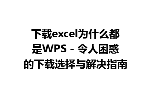 下载excel为什么都是WPS - 令人困惑的下载选择与解决指南