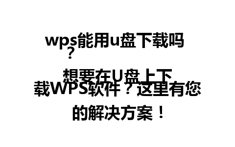 wps能用u盘下载吗 ？  
想要在U盘上下载WPS软件？这里有您的解决方案！