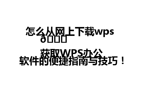 怎么从网上下载wps 🚀  
获取WPS办公软件的便捷指南与技巧！