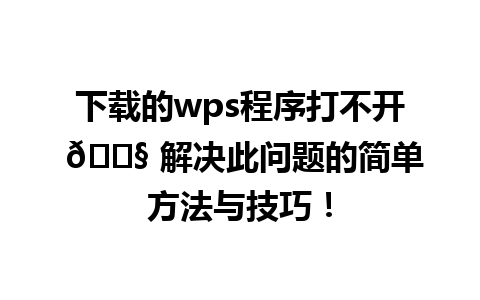 下载的wps程序打不开 🔧 解决此问题的简单方法与技巧！