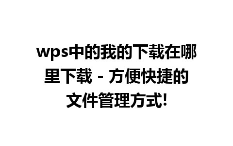 wps中的我的下载在哪里下载 - 方便快捷的文件管理方式!