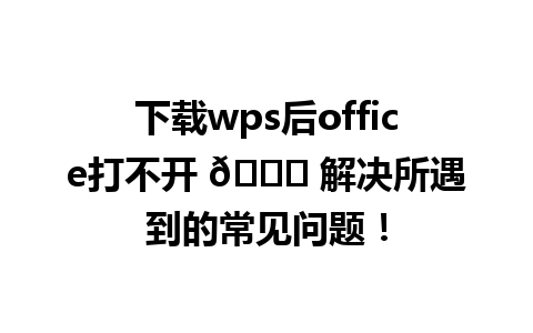 下载wps后office打不开 🌟 解决所遇到的常见问题！