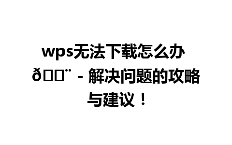 wps无法下载怎么办 🚨 - 解决问题的攻略与建议！