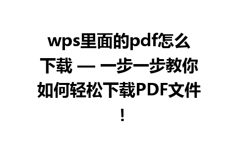 wps里面的pdf怎么下载 — 一步一步教你如何轻松下载PDF文件！