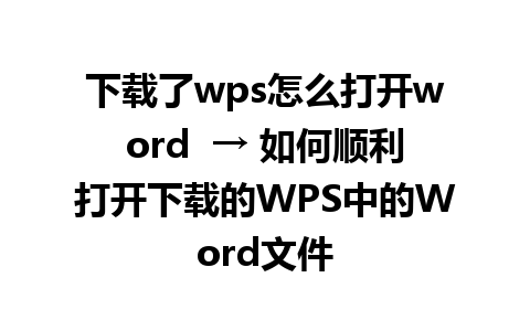 下载了wps怎么打开word  → 如何顺利打开下载的WPS中的Word文件