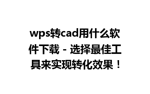 wps转cad用什么软件下载 - 选择最佳工具来实现转化效果！