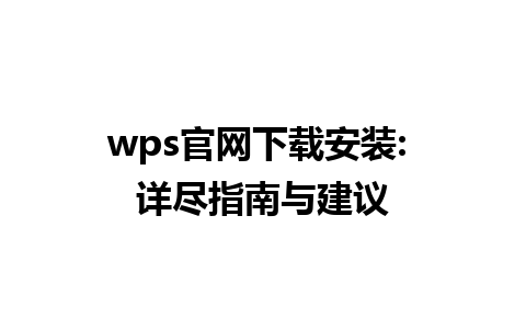  wps官网下载安装: 详尽指南与建议