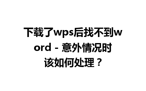 下载了wps后找不到word - 意外情况时该如何处理？