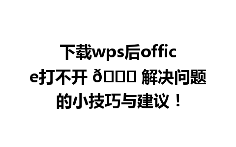 下载wps后office打不开 🌟 解决问题的小技巧与建议！