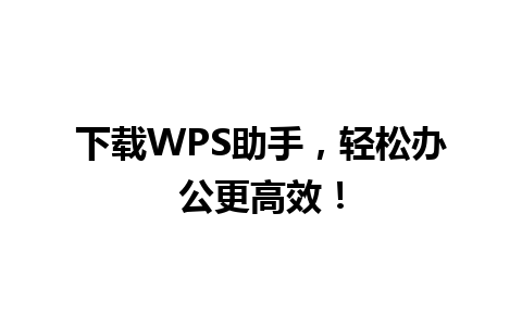 下载WPS助手，轻松办公更高效！