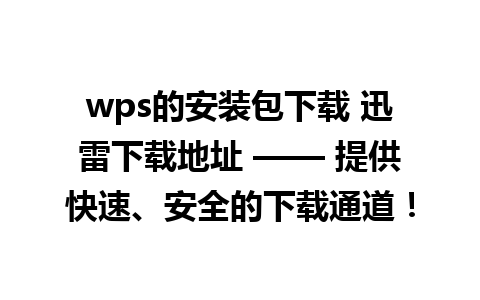 wps的安装包下载 迅雷下载地址 —— 提供快速、安全的下载通道！