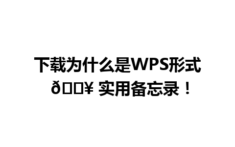 下载为什么是WPS形式 📥 实用备忘录！