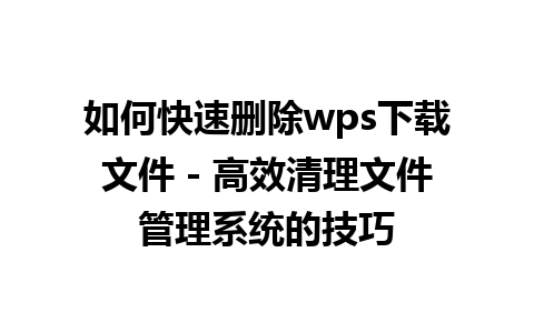 如何快速删除wps下载文件 - 高效清理文件管理系统的技巧