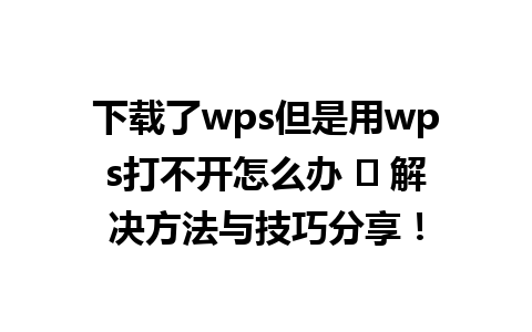 下载了wps但是用wps打不开怎么办 ❓ 解决方法与技巧分享！