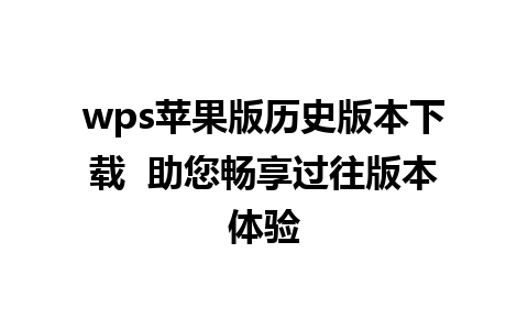 wps苹果版历史版本下载  助您畅享过往版本体验