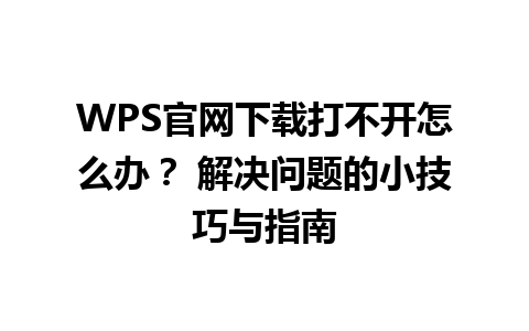  WPS官网下载打不开怎么办？ 解决问题的小技巧与指南