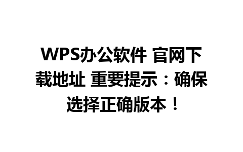  WPS办公软件 官网下载地址 重要提示：确保选择正确版本！