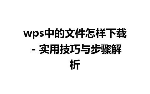 wps中的文件怎样下载 - 实用技巧与步骤解析 