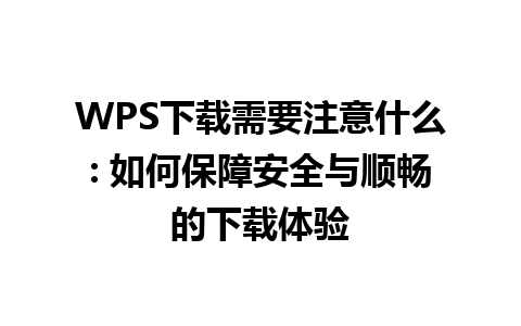 WPS下载需要注意什么: 如何保障安全与顺畅的下载体验

