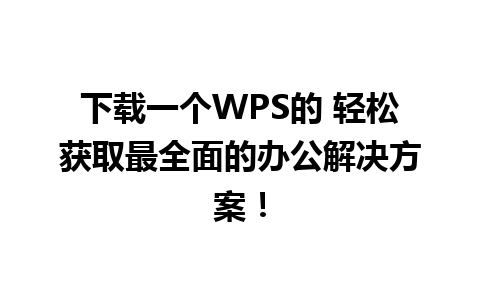 下载一个WPS的 轻松获取最全面的办公解决方案！