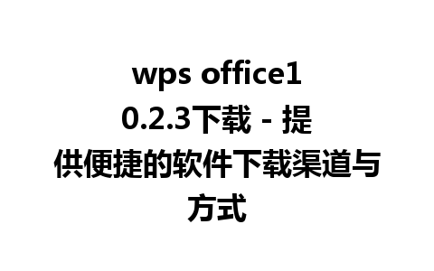 wps office10.2.3下载 - 提供便捷的软件下载渠道与方式