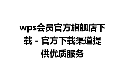 wps会员官方旗舰店下载 - 官方下载渠道提供优质服务