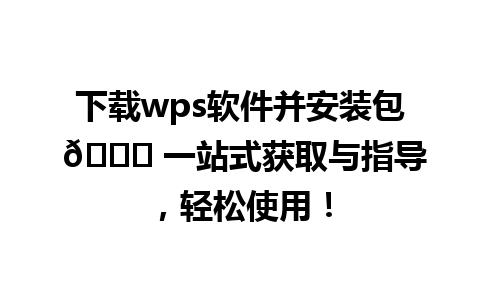 下载wps软件并安装包 🌟 一站式获取与指导，轻松使用！