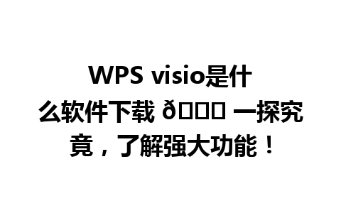  WPS visio是什么软件下载 🌟 一探究竟，了解强大功能！