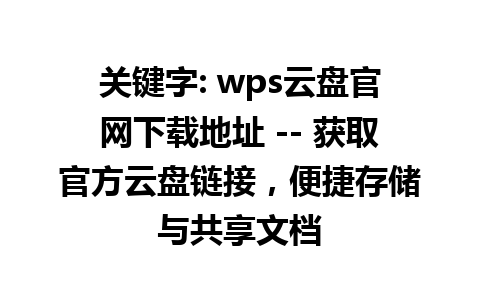 关键字: wps云盘官网下载地址 -- 获取官方云盘链接，便捷存储与共享文档