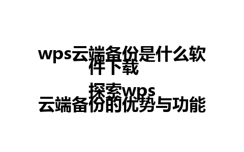 wps云端备份是什么软件下载  
探索wps云端备份的优势与功能