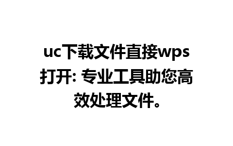 uc下载文件直接wps打开: 专业工具助您高效处理文件。