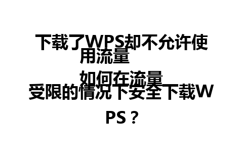 下载了WPS却不允许使用流量  
如何在流量受限的情况下安全下载WPS？