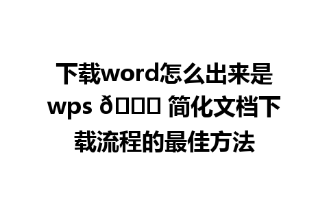 下载word怎么出来是wps 🔍 简化文档下载流程的最佳方法